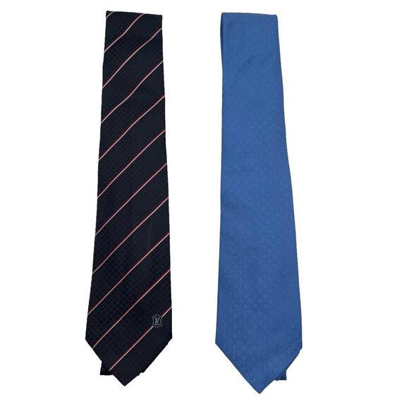 LOUIS VUITTON Monogram Tie Damier Stripe Silk Bundle of 2 NWOT - Picture 1 of 9